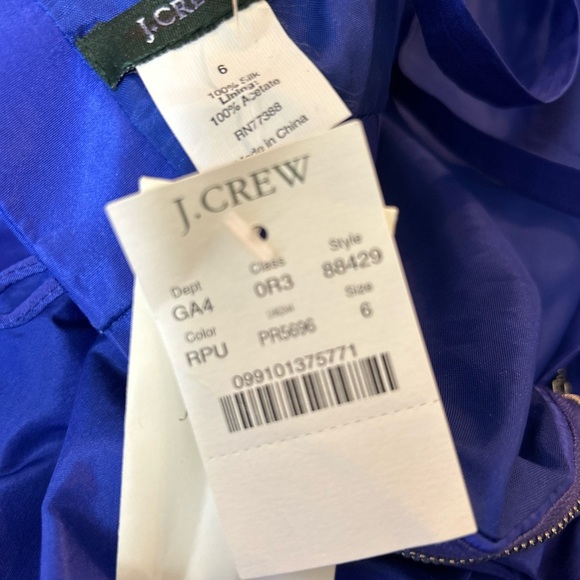 New J.Crew 100% Silk Royal Blue Taffeta Ballerina Dress Empire Waist Size 6 - Picture 7 of 8